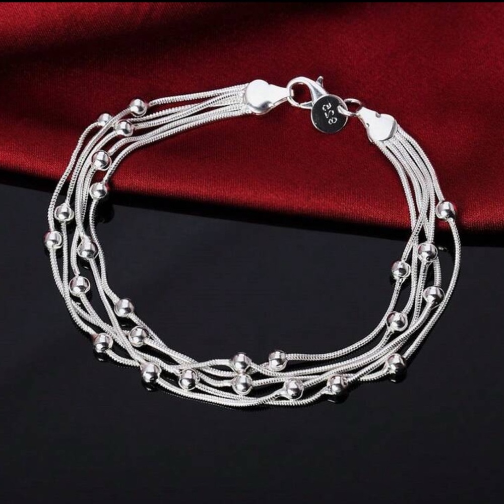 Silver‎ Plated Beaded Chain Bracelet